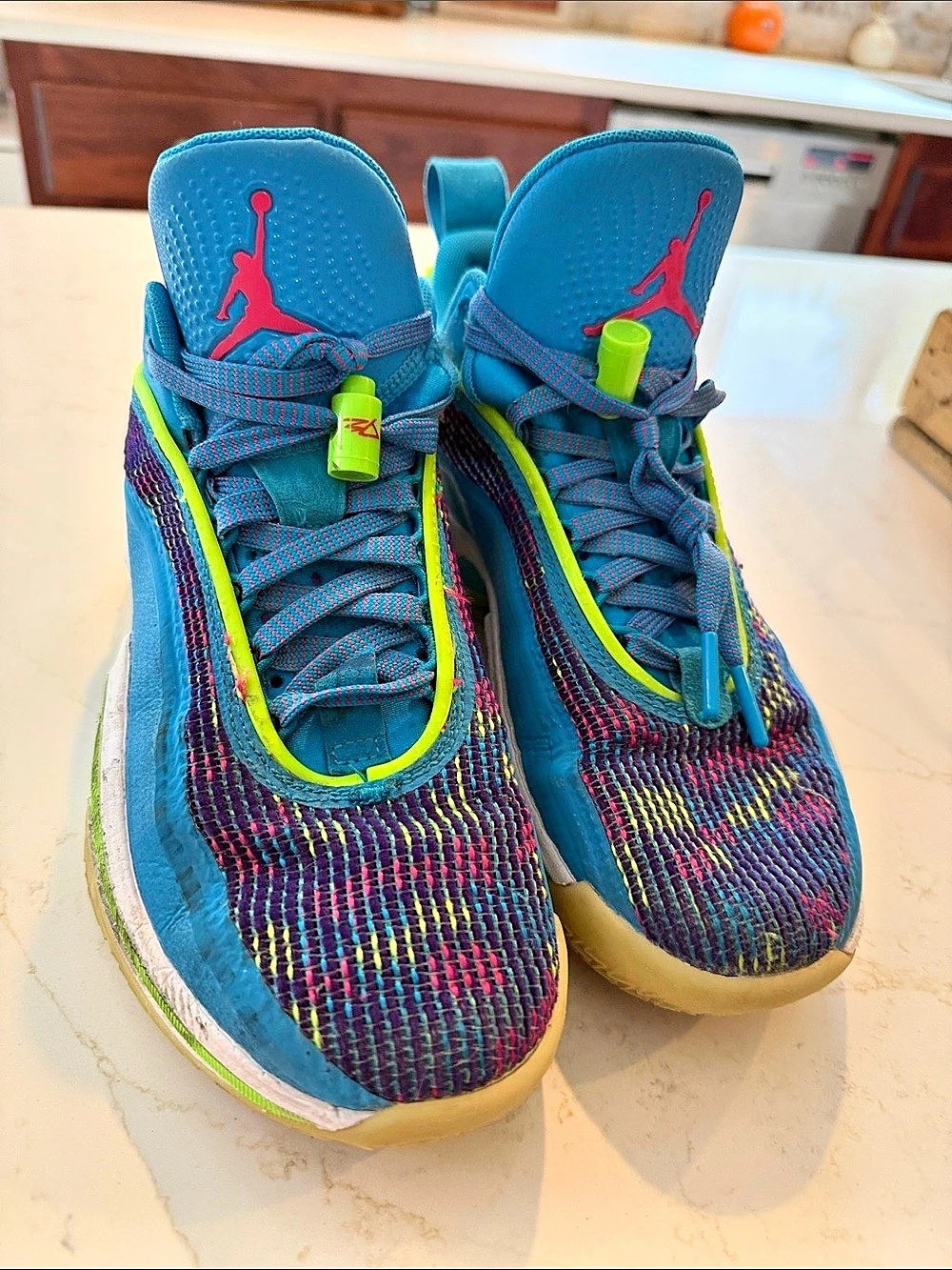 Luka Jordan Air Jordan 34 Basketball Sneakers in Blue & Green